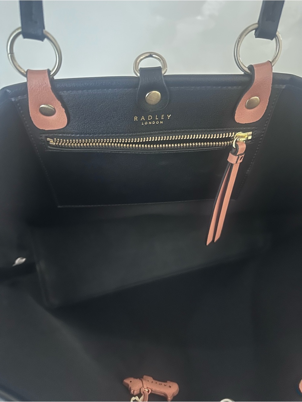 RADLEY LONDON Beige Canvas Tote with Black Trim and Tan Accent - Picture 6 of 9